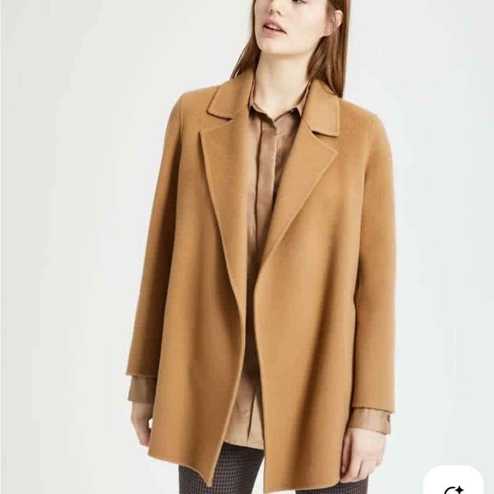 Theory Clairene Jacket in Double-Face Wool-Cashmere Women's Tan Coat Medium